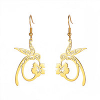 Boucles d'oreilles en acier inoxydable 316L plaqué or PVD 14k 18k, motif colibri, bijoux de haute qualité, mode animale, pour femmes
