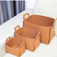 Panier de rangement rectangulaire pliable en feutre écologique et durable avec poignées, logo personnalisé, personnalisable, gain de place, pour la maison, pour le linge
