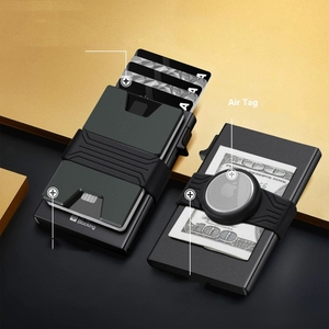 Portefeuille en aluminium anti-RFID pour hommes avec porte-cartes de poche avant, porte-billets et plaque arrière gravée - Product Image 5