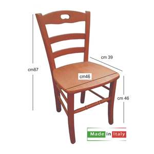 Chaise de cuisine en bois de cerisier massif GIAQUINTO LORY, siège en bois artisanal, chaises de salle à manger élégantes - Product Image 2