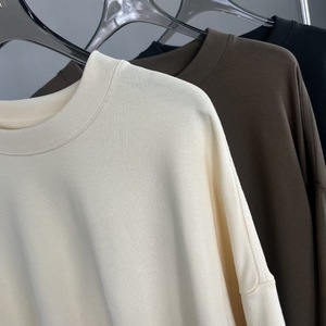 2024 nouveau T-Shirt à <span class=keywords><strong>manches</strong></span> <span class=keywords><strong>longues</strong></span> col rond surdimensionné pour hommes personnalisé <span class=keywords><strong>maillot</strong></span> Double couche avec faux deux pièces impression Design Technique lavée - Product Image 3