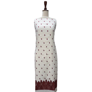 Machine Embroidery Unstitched <b>Suit</b> <b>Women</b> Custom Embroidered Fabric <b>3</b> <b>Piece</b> Traditional Wedding Party Wear OEM ODM Bulk Supplier - Product Image 3