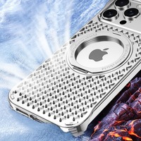 Pour iPhone 16 Pro Max étui titane support magnétique aluminium aromathérapie sans monture couverture 16 15 Pro 14 trou de refroidissement protection