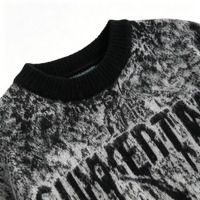 Pull en maille personnalisé pour homme, col ras du cou, jacquard à lettres, côtelé, manches longues – Fournisseur d'usine