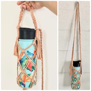 Boho Katoen Custom Handgemaakte Sling Bag Tumbler Wijn Carrier <span class=keywords><strong>Macrame</strong></span> Waterfles Houder - Product Image 6