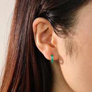 Nagosa femmes bijoux or vermeil 925 sterling silvert émail boucles d'oreilles créoles - Product Image 3