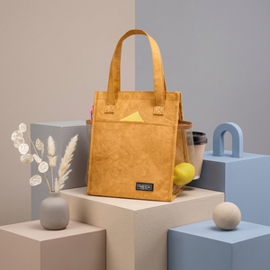 Bolsa de Almuerzo Reutilizable Aislada Premium Ecológica para Papel con Bolsillo Lateral, Minimalismo Moderno para Comer en la Oficina - Product Image 1