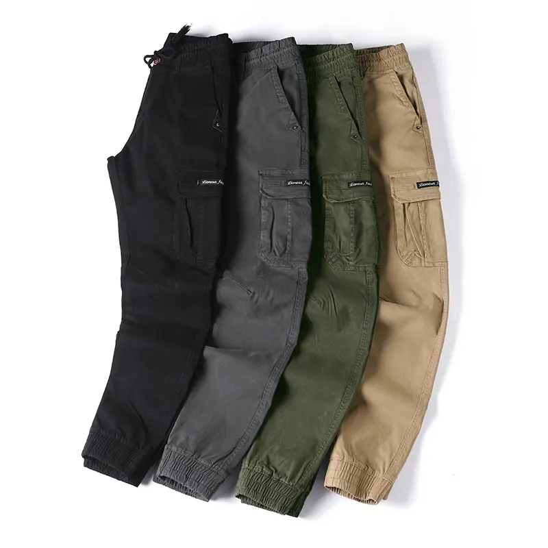 BAWANGCHENG – pantalon Cargo à Six poches pour homme, en coton et spandex, décontracté, taille moyenne