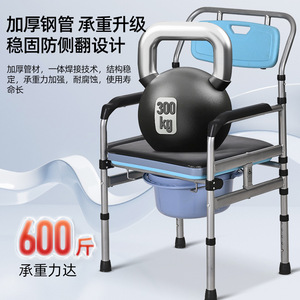 Foldable Portable <b>Commode</b> <b>Chair</b> With Bucket And Backrest For Elderly And Pregnant Women Home Use - Product Image 2