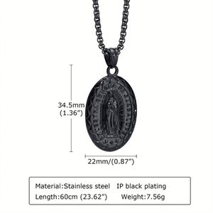 Hot Sale Products Stainless Steel <b>Men</b> <b>Necklace</b> Virgin Mary Oval Pendant <b>Necklace</b> - Product Image 5