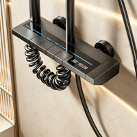 Ensemble de douche électrique encastré personnalisé OEM avec affichage numérique LED, barre coulissante murale, mitigeur à main, pour usage hôtelier, en aluminium spatial