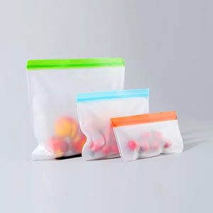 Sacs <span class=keywords><strong>de</strong></span> conservation alimentaire réutilisables pour micro-ondes, en plastique PP/PE avec support en silicone, pochette <span class=keywords><strong>de</strong></span> congélation pour salades et sandwichs - Product Image 3