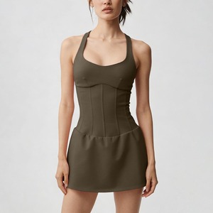 Falda deportiva YIYI con espalda cruzada y pantalones cortos incorporados, control <span class=keywords><strong>de</strong></span> abdomen, secado rápido, para yoga, running y tenis, con almohadillas - Product Image 2