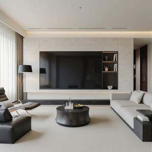 Contemporary Customizable High Wood Cabinet Modern Minimalist <b>TV</b> Background <b>Wall</b> Storage for Home Furniture Living Room - Product Image 3