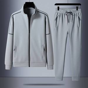 新款男士运动套装2件套冬季夹克长裤运动服运动服氨纶/涤纶四向弹力羊毛尺寸6XL-8XL - Product Image 1