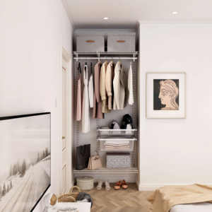 <span class=keywords><strong>Armario</strong></span> Modular Extensible de Acero Moderno PONIE, 1M de Ancho, Estantes Ajustables, Barras para Colgar, Puertas de MDF, Ahorro de Espacio para Dormitorio - Product Image 3