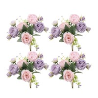 Buket Bunga Peony Buatan 3D Mewah Tahan Air |   Bunga Sutra Imitasi Gaya Bohemian untuk Pernikahan di Luar Ruangan & Dekorasi Rumah