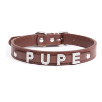 Collier personnalisé de luxe réglable en PU avec lettres en diamant, breloques nominatives, décoration en dentelle pour chien, style simple et mignon, toutes saisons, pour l'entraînement des animaux de compagnie
