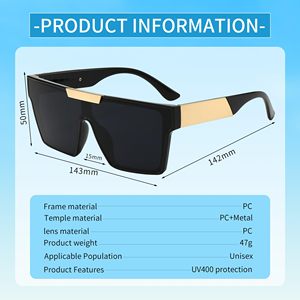 Gafas de Sol Retro Vintage de Marca de Lujo, Lentes de Espejo, Montura Cuadrada Extra Grande, para Hombre y Mujer, Marco de Metal Dorado, Logotipo Personalizado - Product Image 3