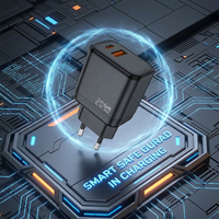 Cargador USB Cantell de Doble Puerto y 20W OEM con Enchufe EU/US (sin Cable) para Teléfono Móvil