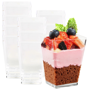 أكواب بلاستيكية شفافة صغيرة مستديرة متعددة الأحجام للحلويات مع ملاعق للمقبلات والبودينغ والموس والفواكه - Product Image 3