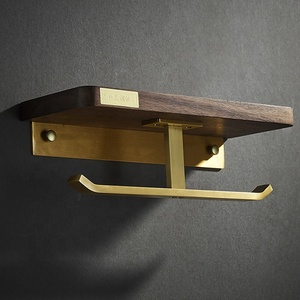 Portato a parete in <span class=keywords><strong>legno</strong></span> di noce oro spazzolato porta <span class=keywords><strong>carta</strong></span> <span class=keywords><strong>igienica</strong></span> con mensola del telefono - Product Image 4