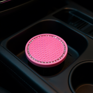 Hijunmi Car <b>Coasters</b> Pink PVC Anti Slip Cup Mats Universal Front Seat Auto Insert Cup Holder Accessories - Product Image 2