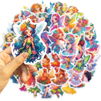 50 autocollants de fée fleurie de dessin animé pour fille, scrapbooking, décoration murale, bouteille, autocollant en vinyle, papillon, fée