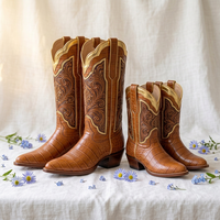 Bottes de cow-boy faites à la main pour femme, chaussures plates de qualité supérieure, bottes d'hiver en cuir marron pour femme