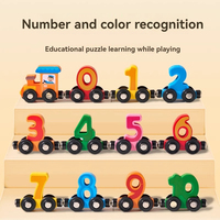 Nouveauté : Blocs de train numériques en bois Montessori à 12 sections, jouets éducatifs cognitifs numériques