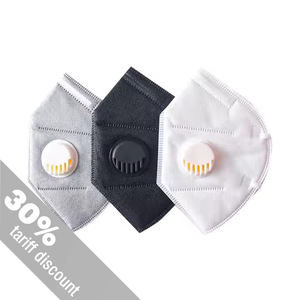 Kn95Mask Penutup Wajah 5 Lapis <span class=keywords><strong>Ffp2</strong></span> Sekali Pakai Hitam Bersertifikat dengan Katup Pernapasan Kemasan Tunggal Gratis Pencetakan Logo - Product Image 1