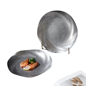 304 Stainless Steel Plate Snowflake Gray <b>Dinner</b> Serving <b>Tray</b> Eco Friendly Steak Plate Customized Engraving Camping Restaurant - Product Image 1