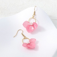 Boucles d'oreilles originales faites à la main en résine avec fleurs d'hortensia véritables, perles élégantes, bijoux floraux préservés, souvenir du jardin botanique, cadeau