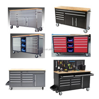 Armoire à outils roulante de garage OEM 46 pouces à 9 tiroirs avec roulettes robustes et dessus en bois, vente en gros