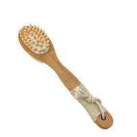 Brosse de massage corporelle en bois écologique à long manche, brosse exfoliante sèche en bambou avec poils nettoyants pour le bain
