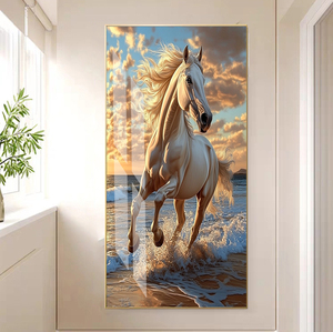 Maßgefertigtes 3D-Effekt Pferde-Kristallporzellan-Gemälde Große Wandkunst für Wohnzimmer Tableaux Mural Wohndekoration - Product Image 1