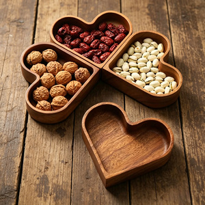 Luxury wooden dried fruit platter, Chinese-style tea and snack candy platter, creative heart-shaped stackable dried fruit <b>box</b> - Product Image 2
