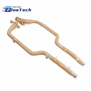 Collecteur d'échappement traversant en acier inoxydable T304 avec bouclier thermique doré pour Mercedes-Benz C63 AMG W204 M156 6.2L V8 - Product Image 1