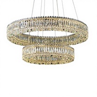 Lustre suspendu moderne de luxe en acier inoxydable avec cristaux LED, haute luminosité, télécommande, pour salon, garantie 3 ans