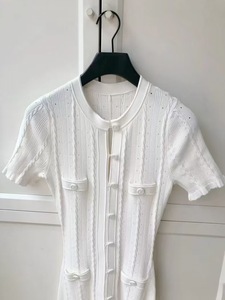 Abiti da maglione <span class=keywords><strong>lungo</strong></span> in maglia a maniche corte monopetto stile estivo - Product Image 4