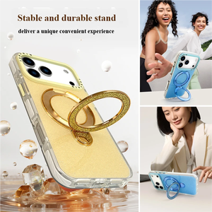 Coque Y2K Scintillante Intégrale pour <span class=keywords><strong>iPhone</strong></span> 16 17 Pro Max, Coque Rigide avec Béquille Pliable, Protection Arrière Antichoc Effet Étoilé - Product Image 2