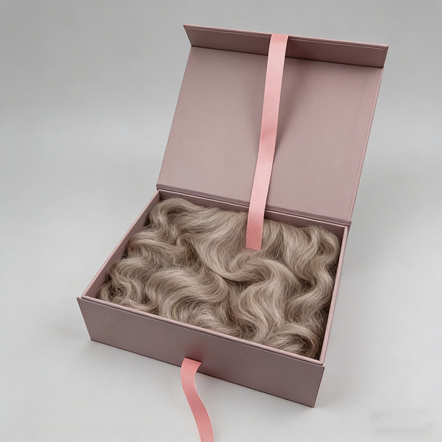 Best Selling Luxury Hair Wig Folding Packaging Box Magnetic Closure Package Rigid Satin Fabric Gift Boxes for Wigs