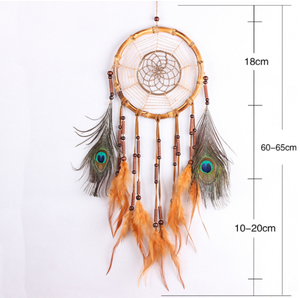 Grand pendentif tissé bohème corde de lin <span class=keywords><strong>cercle</strong></span> plume <span class=keywords><strong>attrape</strong></span>-rêves pour voiture maison fête décor ornement vacances cadeau étudiant - Product Image 3