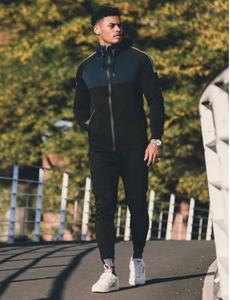 Survêtement technique pour homme en molleton léger, grande taille, 69 % coton, 31 % polyester, noir, avec fermeture éclair intégrale, sweat-shirt à capuche et pantalon de jogging, 2026 - Product Image 2