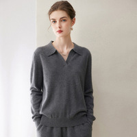 Suéter de Cachemira 100% de Lujo para Mujer, Diseño Personalizado de Fábrica ODM, Cuello Solapa, Tejido de Punto, Jersey para Otoño e Invierno, Capa Interior Cálida