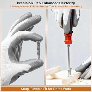 Guantes de Trabajo Recubiertos de Nitrilo Azul Negro, Forro de Nailon y Poliéster, Calibre 13, U3, Guantes de Trabajo Sumergidos en Nitrilo y Poliéster para Construcción - Product Image 6