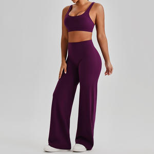 Ensembles 2 pièces taille haute effet seconde peau pour femme – Tenue de yoga moulante à séchage rapide pour fitness et sport en extérieur - Product Image 6