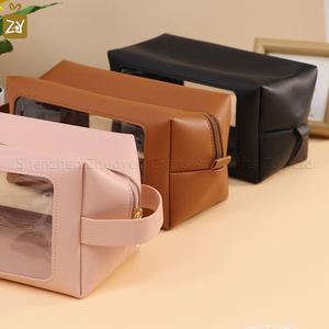 <b>Clear</b> Makeup Travel Cosmetic <b>Bags</b> Multipurpose Pu Leather <b>Toiletry</b> <b>Bag</b> With Zipper - Product Image 4