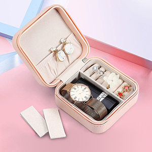 Mini Custom Logo Travel Jewelry Box Portable Ring Zipper Velvet Storage Case Small Jewellery Packaging Velvet Necklace Box