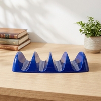MUW Bestwares - Soporte para Tacos de Melamina Azul Cobalto, Venta al por Mayor de Fábrica, Soporte para Tacos Irrompible para Restaurantes Mexicanos y Servicios de Catering